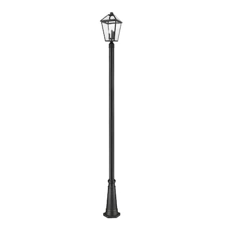 Z-Lite Talbot 3 Light Outdoor Post Mounted Fixture, Black & Clear Beveled 579PHBR-519P-BK